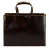 Front view of the Pisa Men's Dark Brown Leather Briefcase