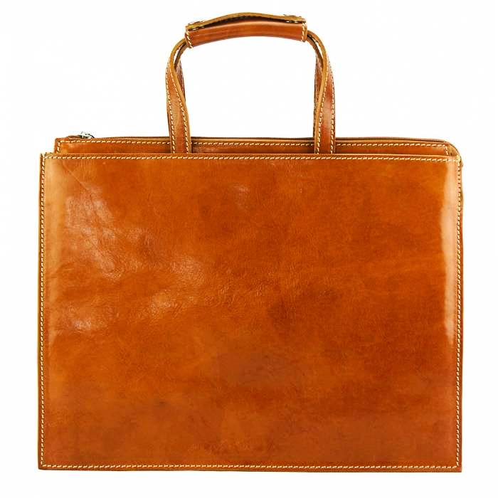 Front view of the Pisa Men's Leather Handbag in Tan