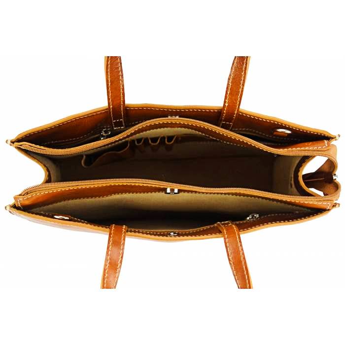 Interior view of the Pisa Men's Leather Handbag in Tan