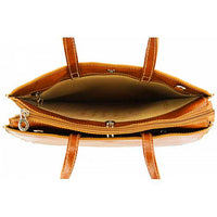 Interior view of the Pisa Men's Leather Handbag in Tan with zipper open