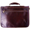 premium dark brown leather briefcase back view