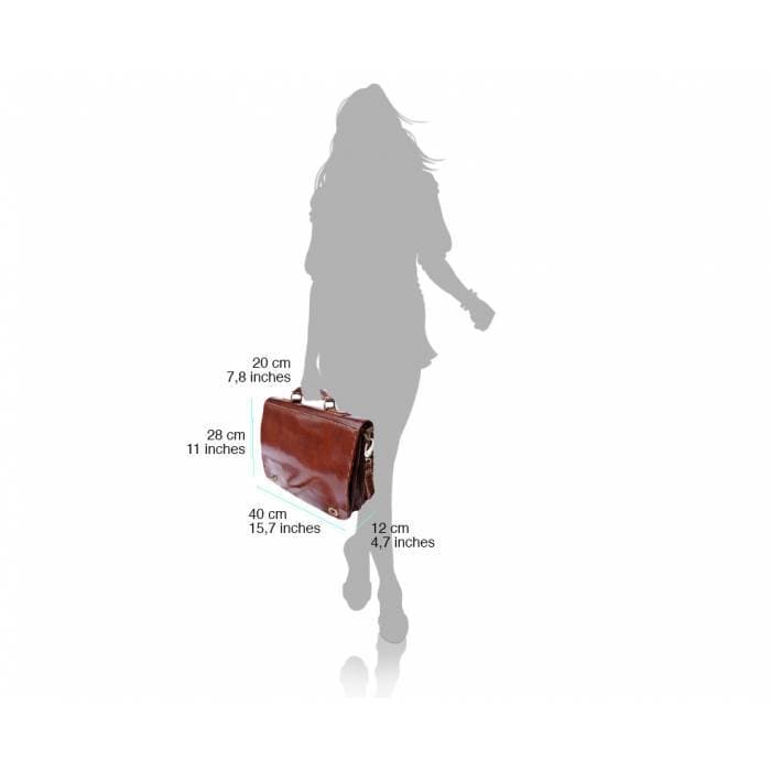 premium dark brown leather briefcase dimensions
