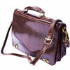 premium dark brown leather briefcase from above