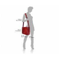 Premium Quality Italian Leather Messenger Bag for Women worn on the shoulder