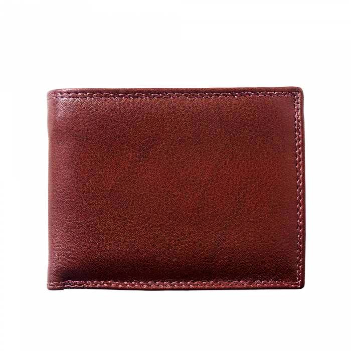 Front view of Ravenna Mini Wallet in brown leather for men