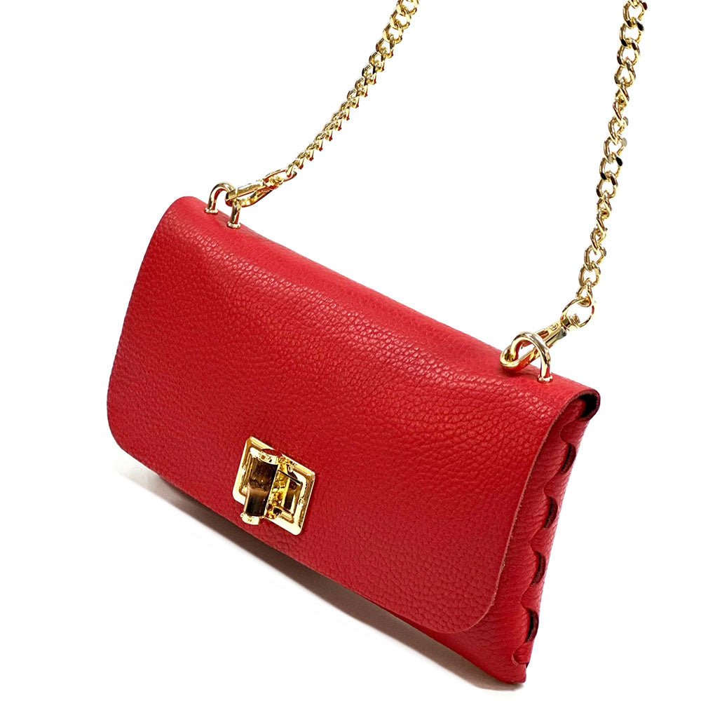 Rebecca Italian Leather Wallet Bag with Chain Strap - Leather Italiano