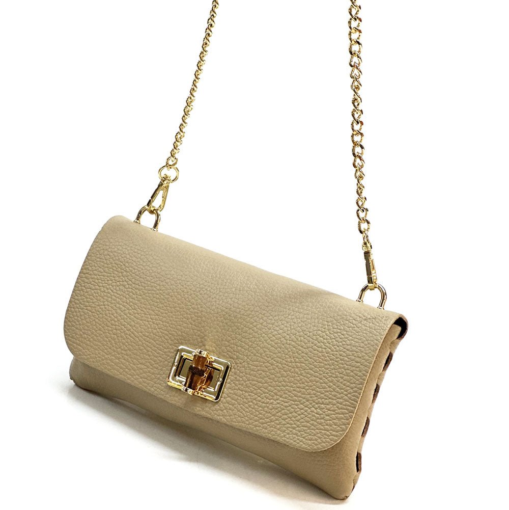 Rebecca Italian Leather Wallet Bag with Chain Strap - Leather Italiano