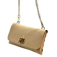 Rebecca Italian Leather Wallet Bag with Chain Strap - Leather Italiano