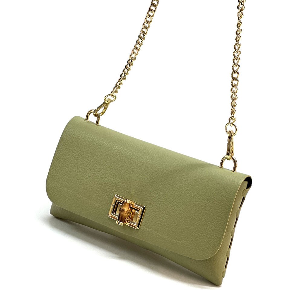 Rebecca Italian Leather Wallet Bag with Chain Strap - Leather Italiano