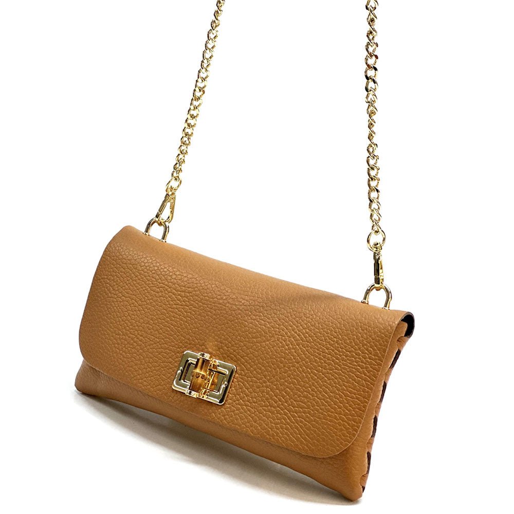 Rebecca Italian Leather Wallet Bag with Chain Strap - Leather Italiano