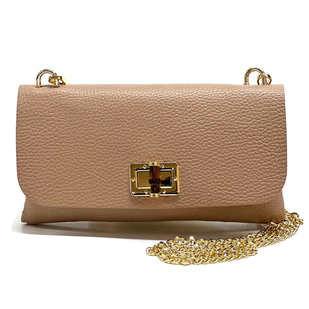 Rebecca Italian Leather Wallet Bag with Chain Strap - Leather Italiano