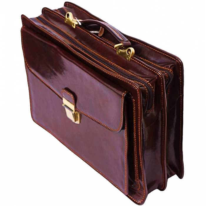 refined executive leather briefcase espresso brown