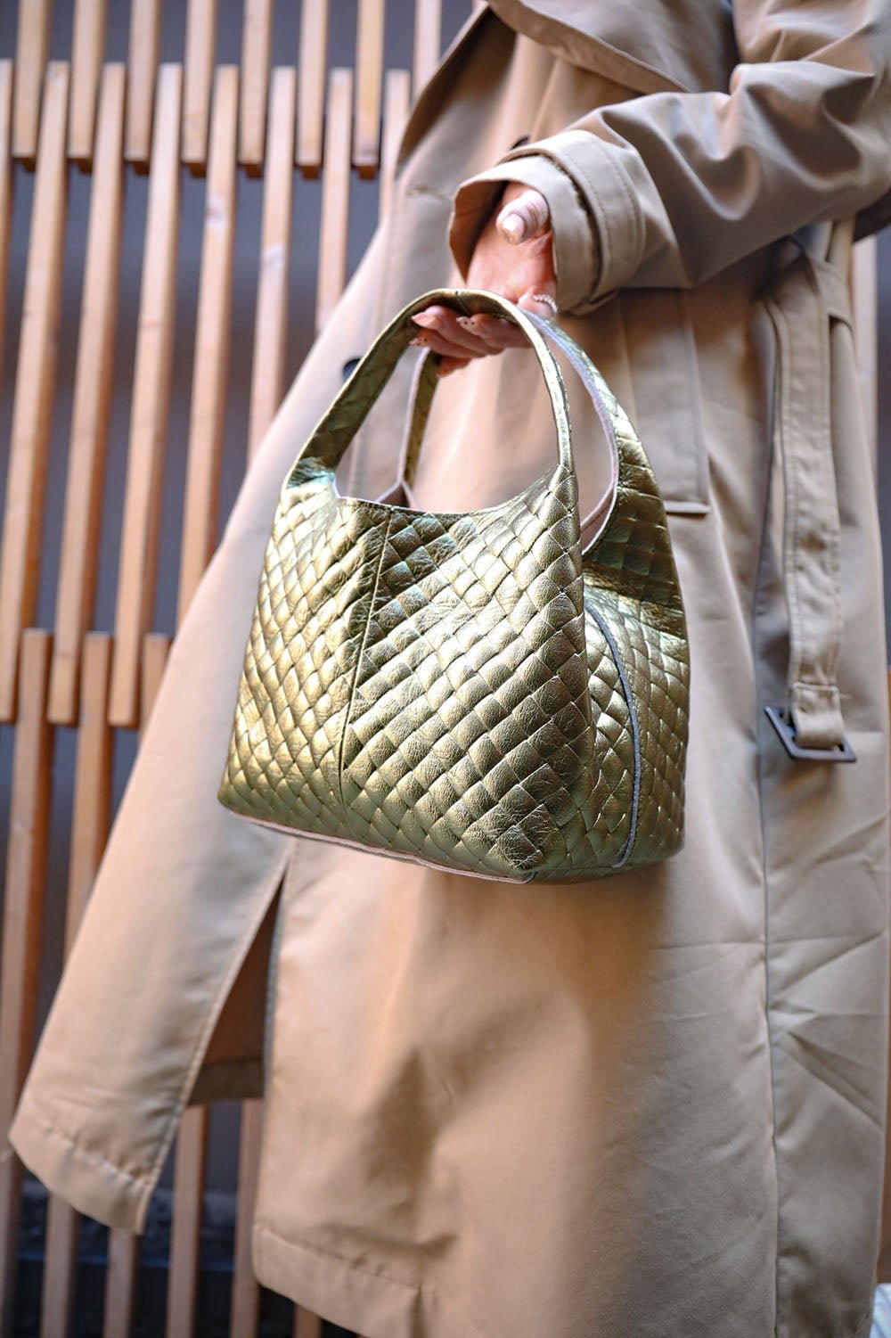 Regina Italian Handmade Quilted Leather Hobo Bag - Leather Italiano