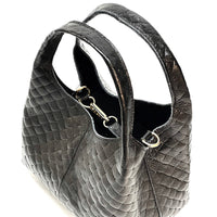 Regina Italian Handmade Quilted Leather Hobo Bag - Leather Italiano