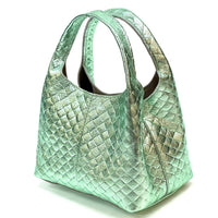 Regina Italian Handmade Quilted Leather Hobo Bag - Leather Italiano