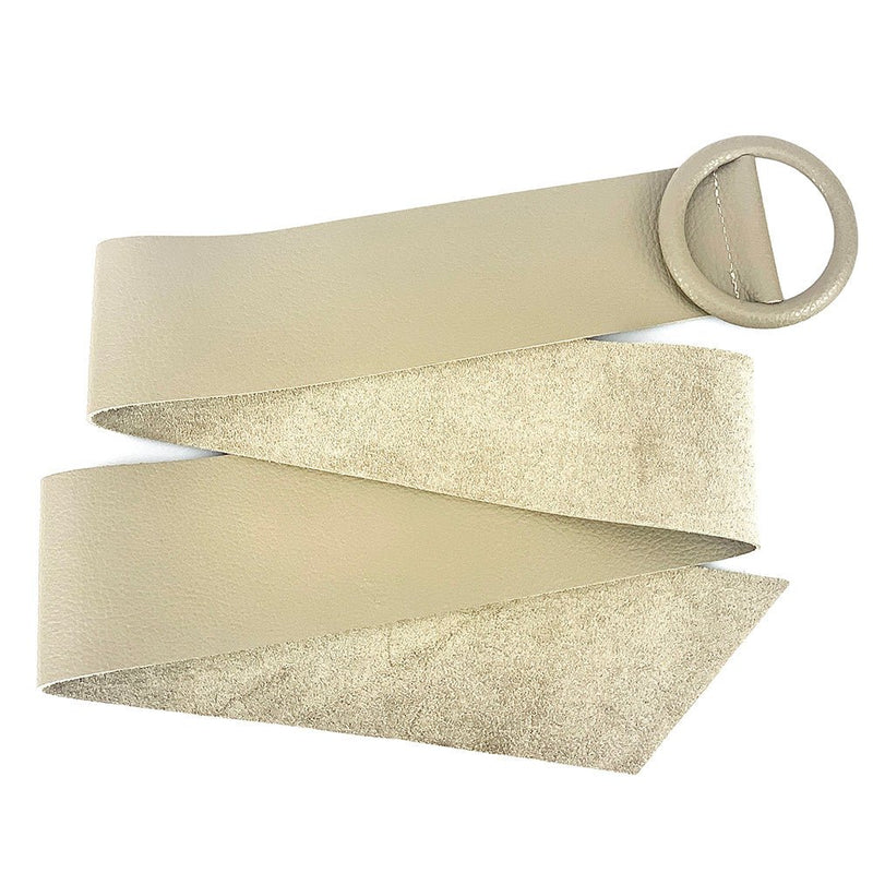 Rings of Elegance Genuine Leather Belt with Decorative Ring - Leather Italiano