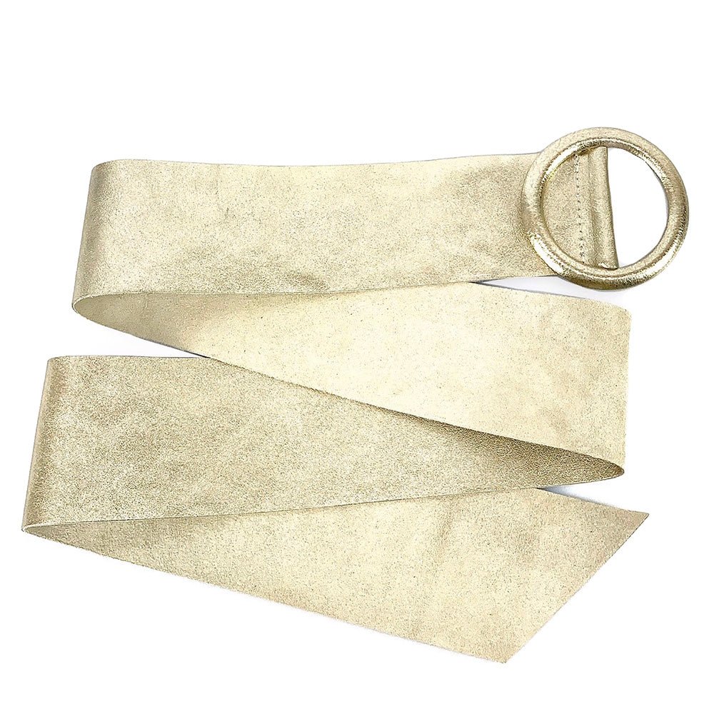 Rings of Elegance Genuine Leather Belt with Decorative Ring - Leather Italiano