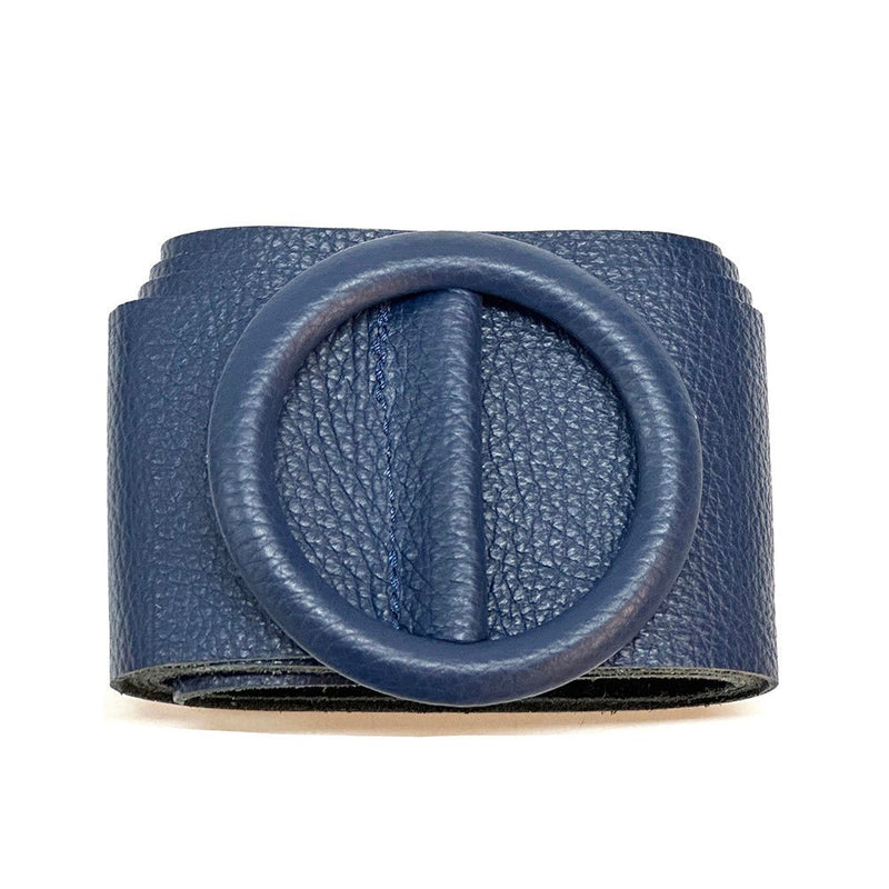 Rings of Elegance Genuine Leather Belt with Decorative Ring - Leather Italiano