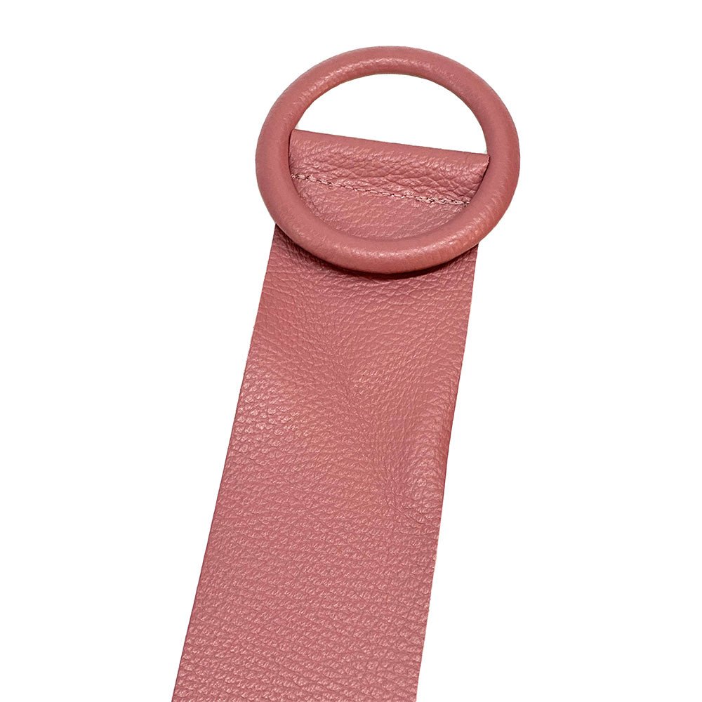 Rings of Elegance Genuine Leather Belt with Decorative Ring - Leather Italiano