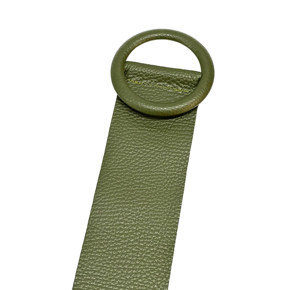 Rings of Elegance Genuine Leather Belt with Decorative Ring - Leather Italiano