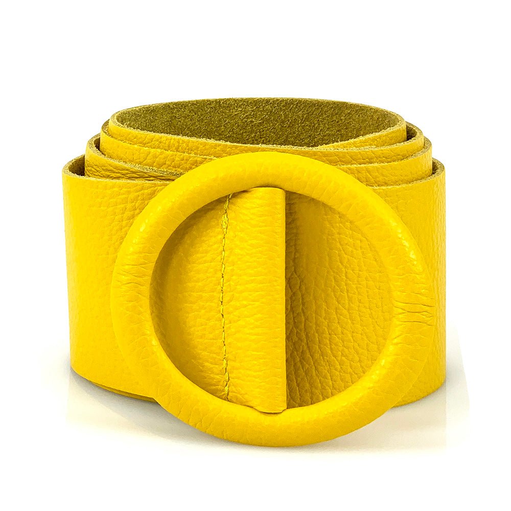 Rings of Elegance Genuine Leather Belt with Decorative Ring - Leather Italiano