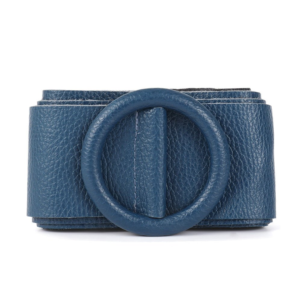 Rings of Elegance Genuine Leather Belt with Decorative Ring - Leather Italiano