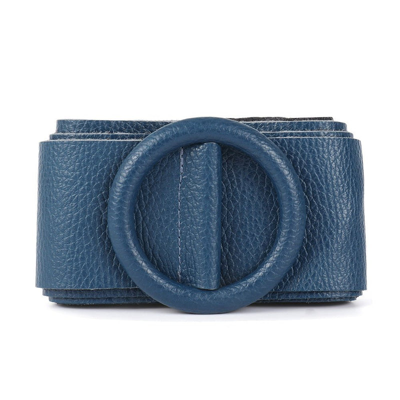 Rings of Elegance Genuine Leather Belt with Decorative Ring - Leather Italiano