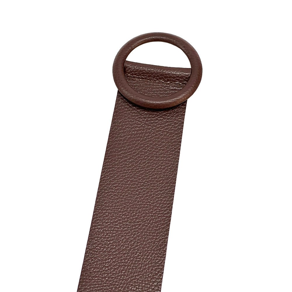 Rings of Elegance Genuine Leather Belt with Decorative Ring - Leather Italiano
