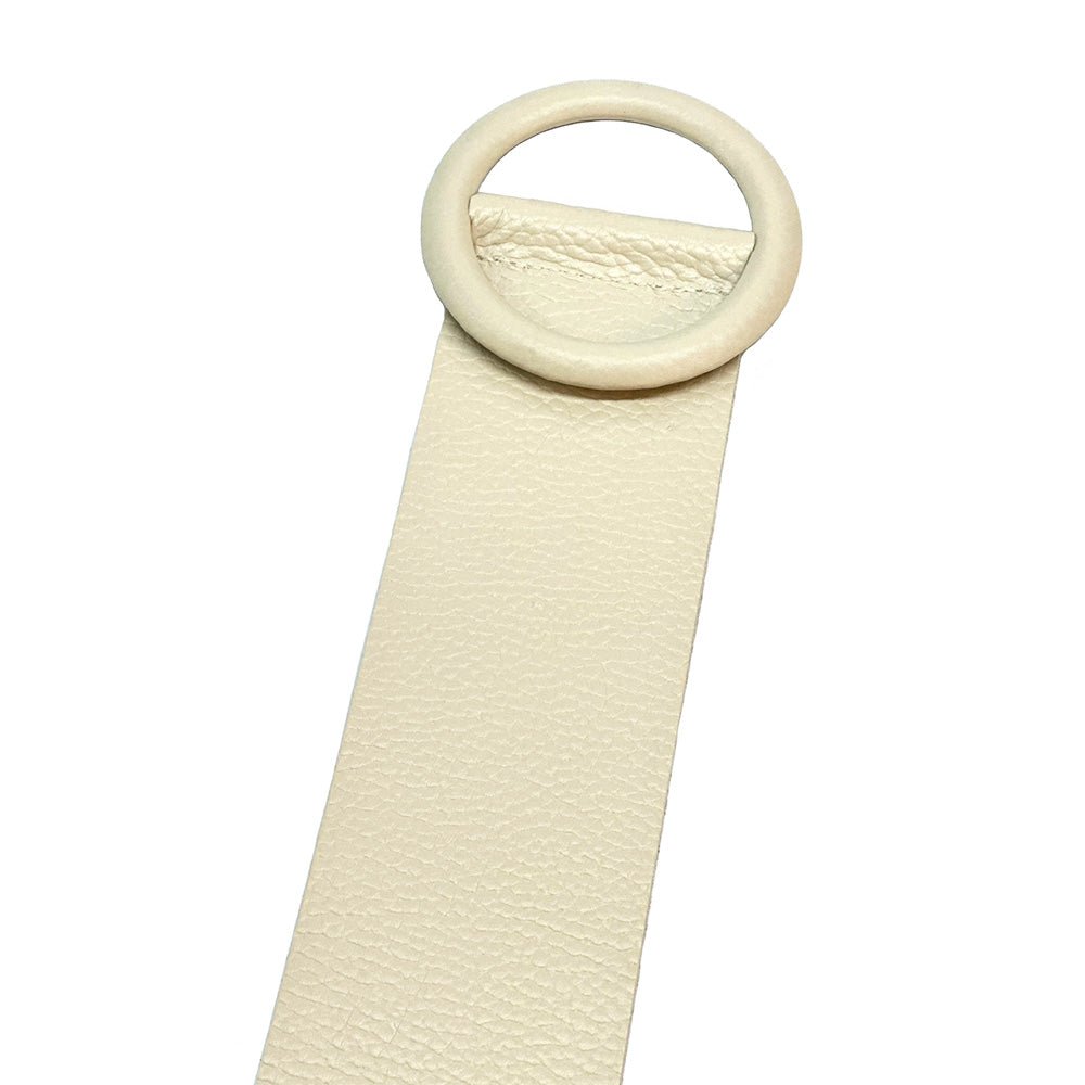 Rings of Elegance Genuine Leather Belt with Decorative Ring - Leather Italiano