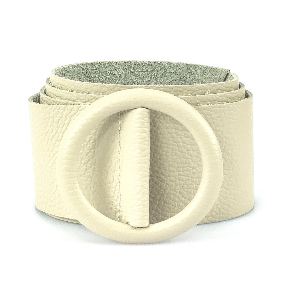Rings of Elegance Genuine Leather Belt with Decorative Ring - Leather Italiano