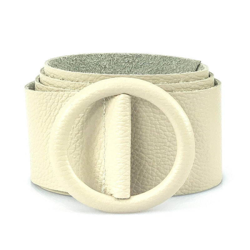 Rings of Elegance Genuine Leather Belt with Decorative Ring - Leather Italiano
