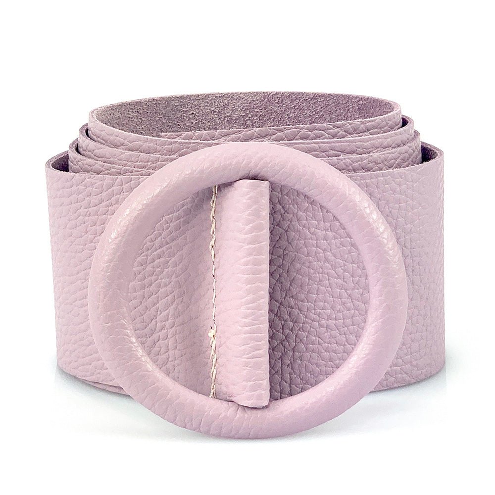 Rings of Elegance Genuine Leather Belt with Decorative Ring - Leather Italiano