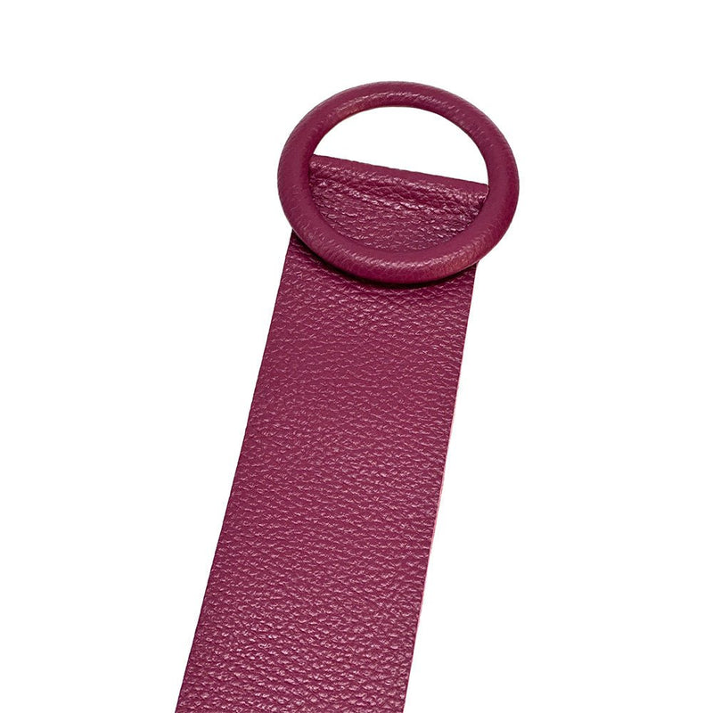 Rings of Elegance Genuine Leather Belt with Decorative Ring - Leather Italiano