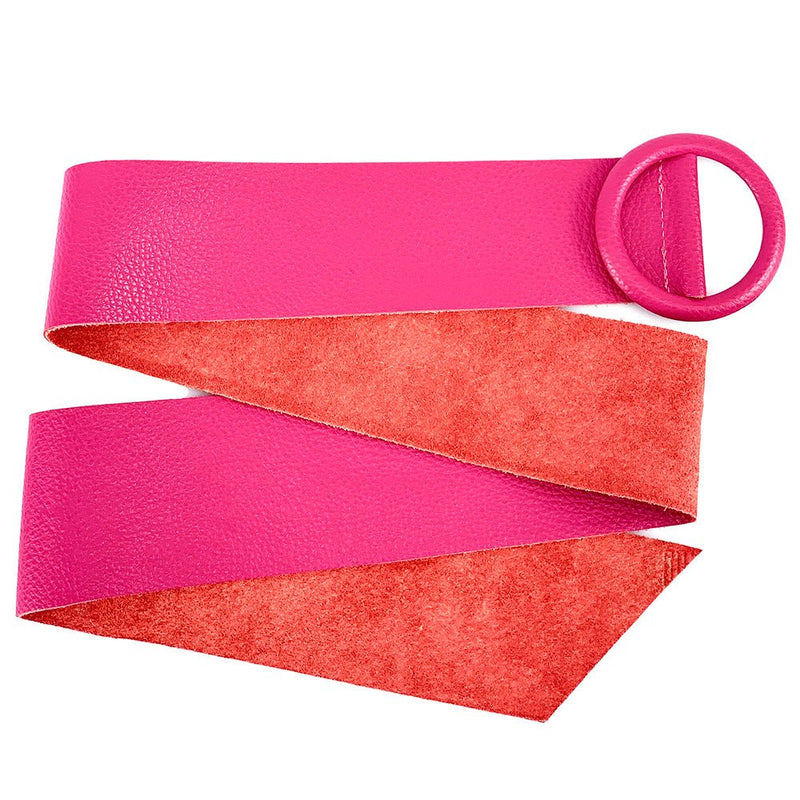 Rings of Elegance Genuine Leather Belt with Decorative Ring - Leather Italiano