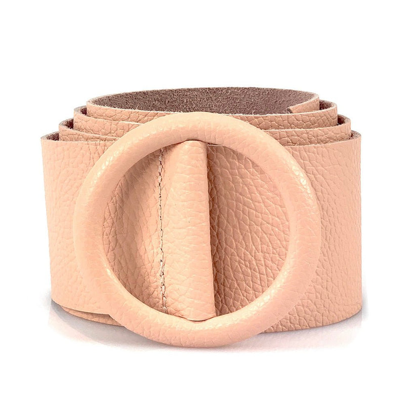 Rings of Elegance Genuine Leather Belt with Decorative Ring - Leather Italiano