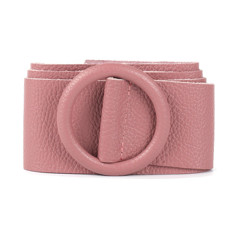 Rings of Elegance Genuine Leather Belt with Decorative Ring - Leather Italiano