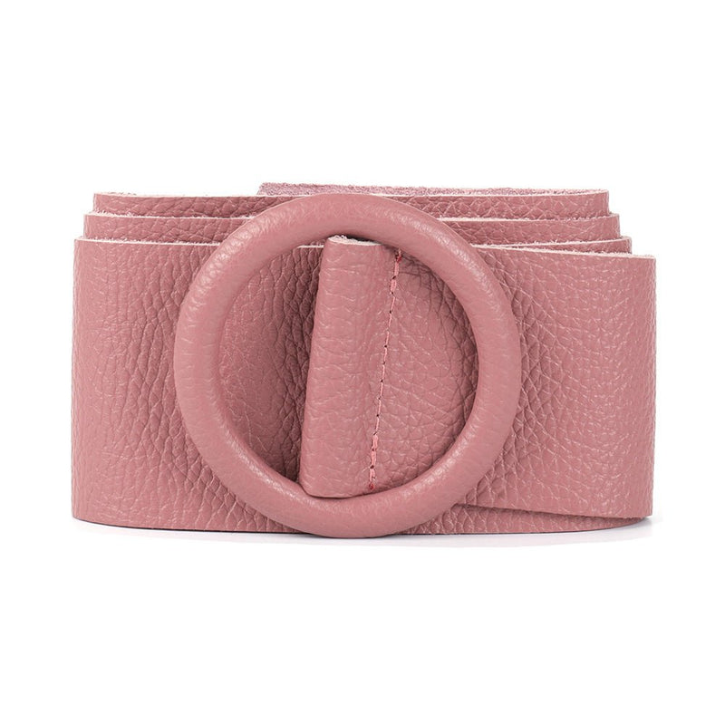 Rings of Elegance Genuine Leather Belt with Decorative Ring - Leather Italiano