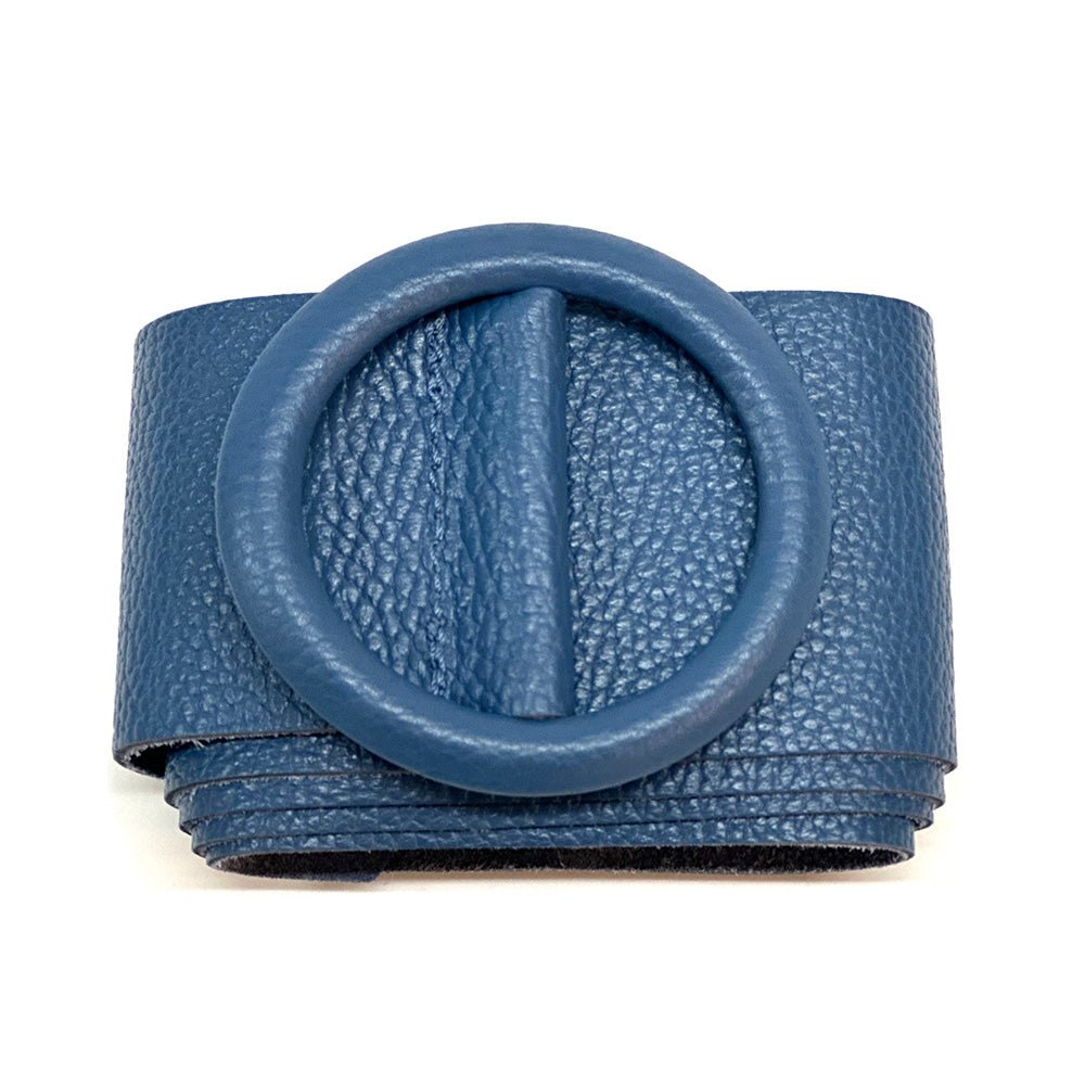 Rings of Elegance Genuine Leather Belt with Decorative Ring - Leather Italiano