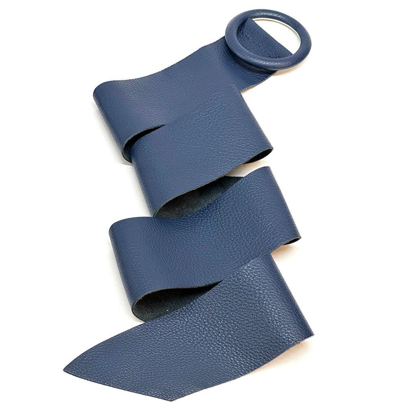 Rings of Elegance Genuine Leather Belt with Decorative Ring - Leather Italiano