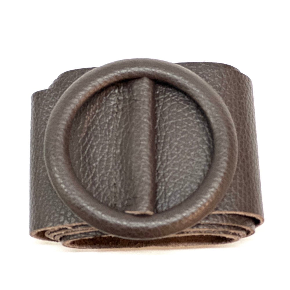 Rings of Elegance Genuine Leather Belt with Decorative Ring - Leather Italiano