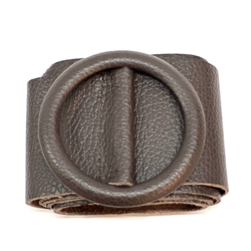 Rings of Elegance Genuine Leather Belt with Decorative Ring - Leather Italiano