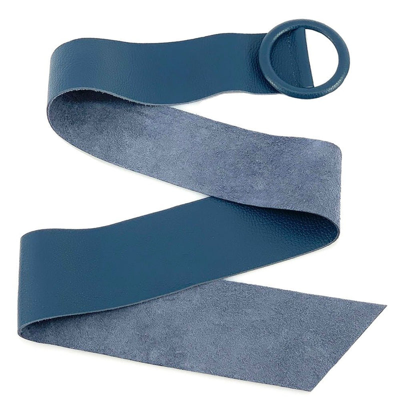 Rings of Elegance Genuine Leather Belt with Decorative Ring - Leather Italiano