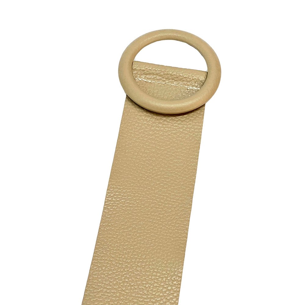 Rings of Elegance Genuine Leather Belt with Decorative Ring - Leather Italiano