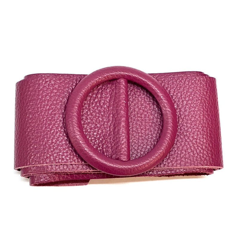 Rings of Elegance Genuine Leather Belt with Decorative Ring - Leather Italiano