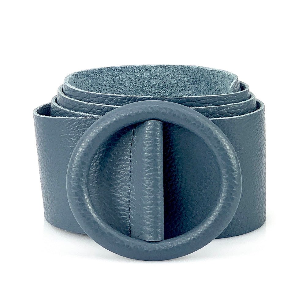 Rings of Elegance Genuine Leather Belt with Decorative Ring - Leather Italiano