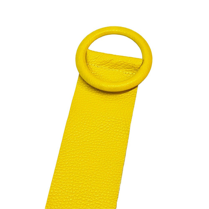 Rings of Elegance Genuine Leather Belt with Decorative Ring - Leather Italiano