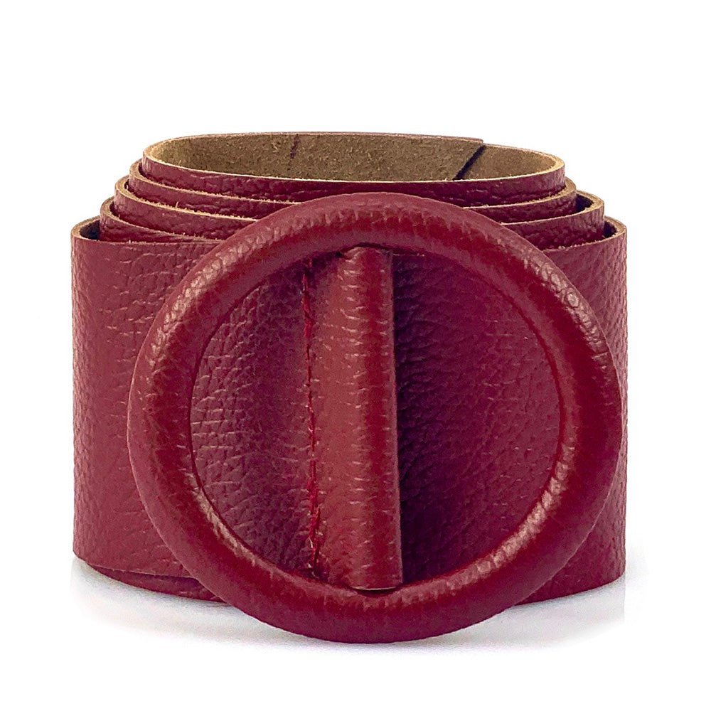 Rings of Elegance Genuine Leather Belt with Decorative Ring - Leather Italiano
