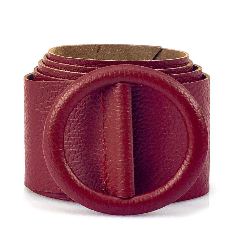 Rings of Elegance Genuine Leather Belt with Decorative Ring - Leather Italiano