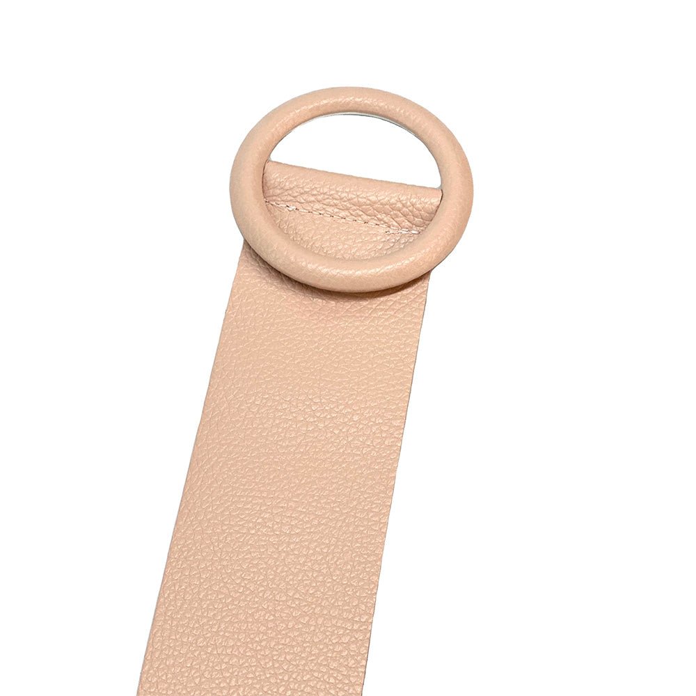 Rings of Elegance Genuine Leather Belt with Decorative Ring - Leather Italiano