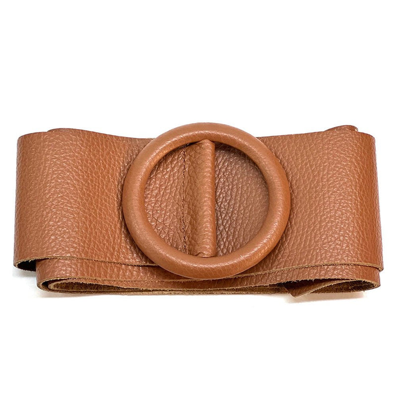 Rings of Elegance Genuine Leather Belt with Decorative Ring - Leather Italiano